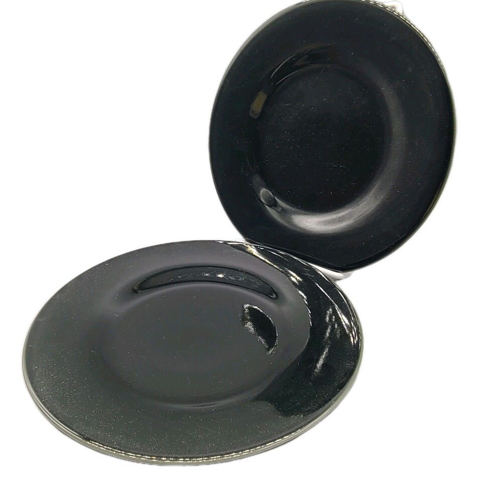 Calvin Klein set (2) Vale Swid Powell dark green salad plates glossy 9'